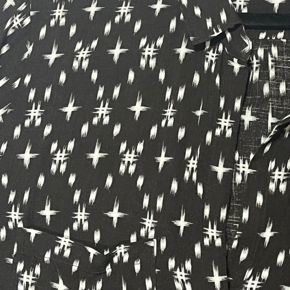 Cloth & Stone Women's Blouse Top Kasuri Hipster Star Print Black White Large - Picture 3 of 14
